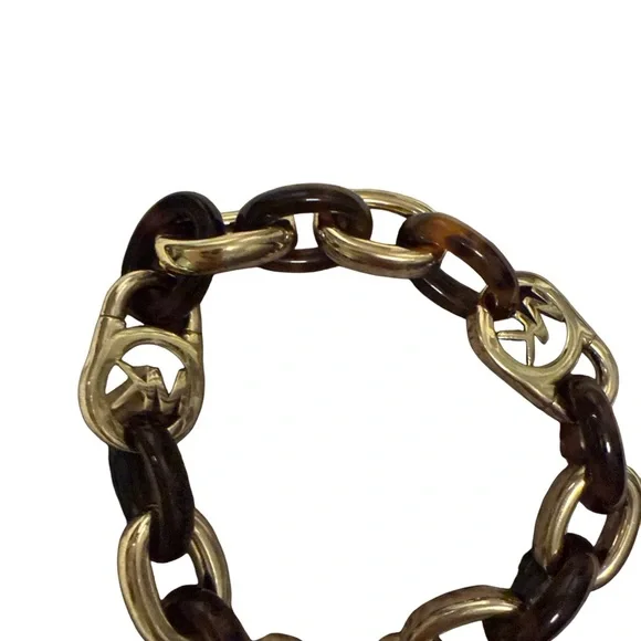Michael Kors Gold and Brown tortoise Link Bracelet - Picture 4 of 4